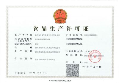 Certificate of food additive
